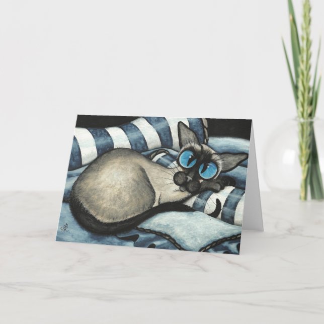 Tarjeta Azul de diseño siamés (Anverso)