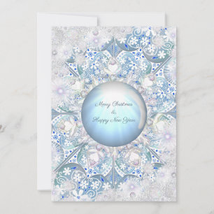 Tarjeta Azul de encaje cerámico y copo de nieve