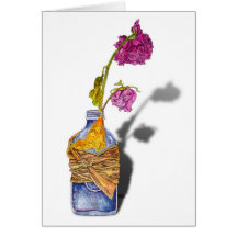 Tarjeta azul de la botella