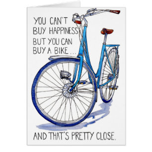 Tarjeta azul de la felicidad de la bici