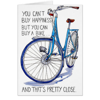 Tarjeta azul de la felicidad de la bici