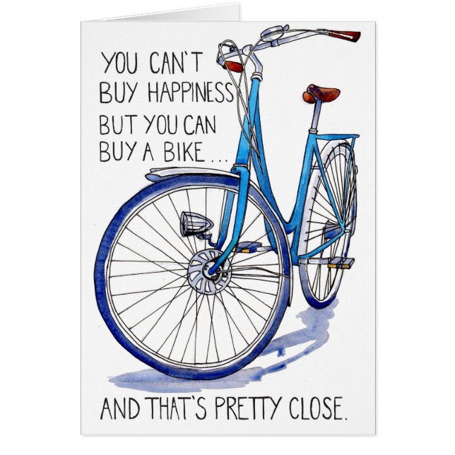 Tarjeta azul de la felicidad de la bici (Frente)