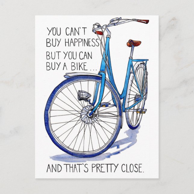 Tarjeta azul de la felicidad en bicicleta (Anverso)
