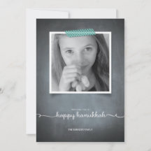 Tarjeta azul de la foto de Jánuca de la cinta de