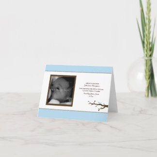 Tarjeta azul de la invitación del bebé del pájaro