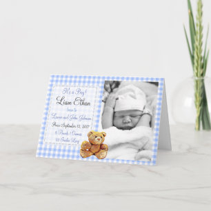 Tarjeta azul de la invitación del nacimiento del