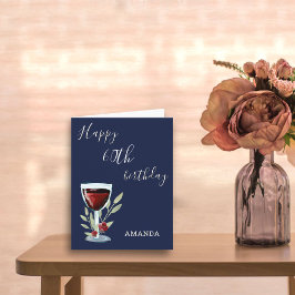 Tarjeta azul de la Marina de Vino Rojo, feliz cump