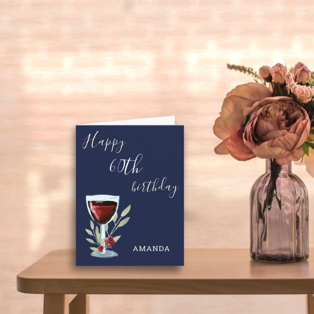 Tarjeta azul de la Marina de Vino Rojo, feliz cump (Subido por el creador)