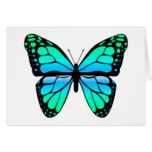 Tarjeta azul de la mariposa (Anverso (Horizontal))