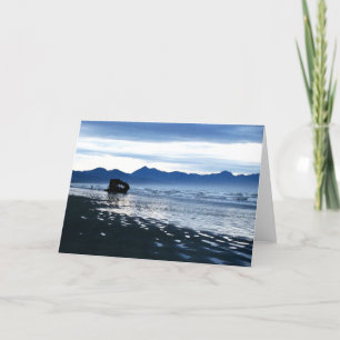 Tarjeta azul de la playa del naufragio