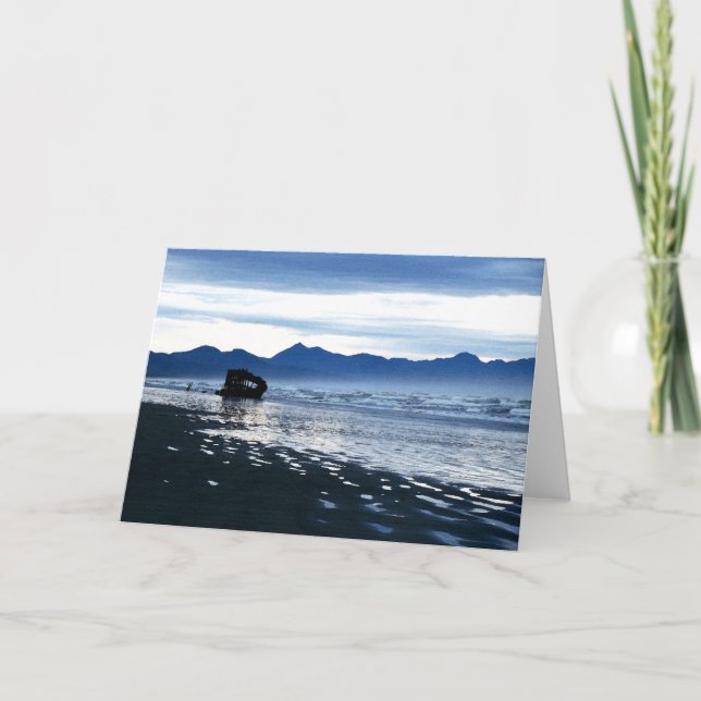 Tarjeta azul de la playa del naufragio (Anverso)