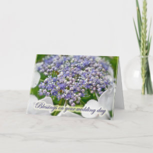 Tarjeta azul de las bendiciones de la boda del