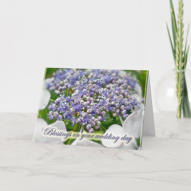 Tarjeta azul de las bendiciones de la boda del (Anverso)