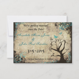 Tarjeta Azul de Mariposa Vintage para Guardar la F