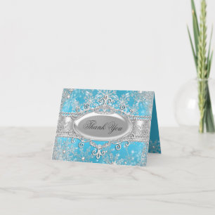 Tarjeta azul de princesa Winter Wonderland Thank