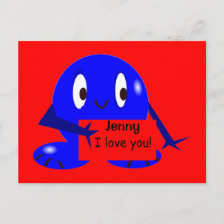 Tarjeta azul de Roundie te amo