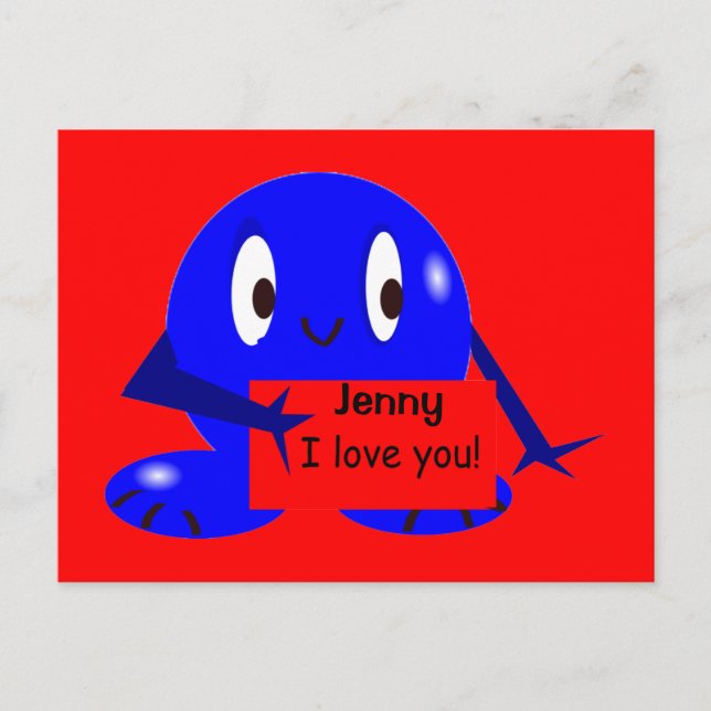 Tarjeta azul de Roundie te amo (Anverso)