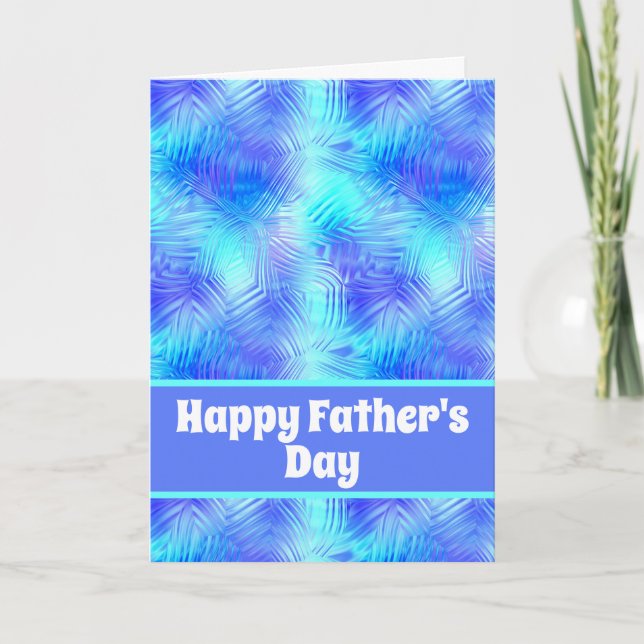 Tarjeta Azul de vidrio pálido Feliz Día del Padre (Anverso)