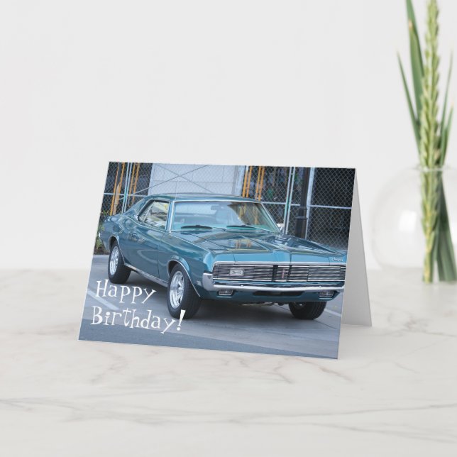 Tarjeta azul del automóvil del puma del feliz (Anverso)