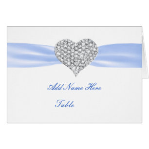 Tarjeta azul del lugar de la tabla de la boda del