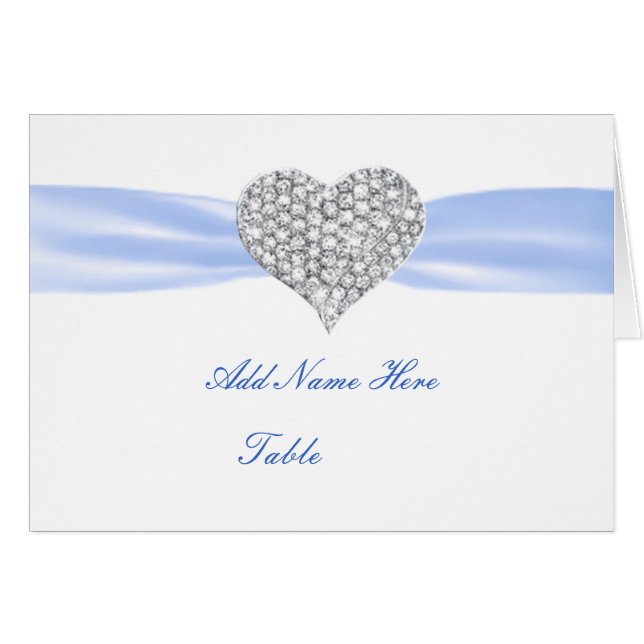 Tarjeta azul del lugar de la tabla de la boda del (Anverso (Horizontal))