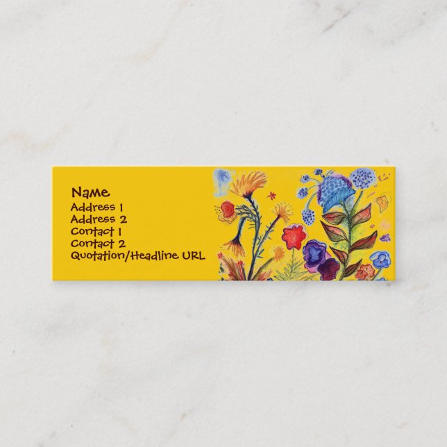 Tarjeta azul del perfil de la flor que hace (Anverso)