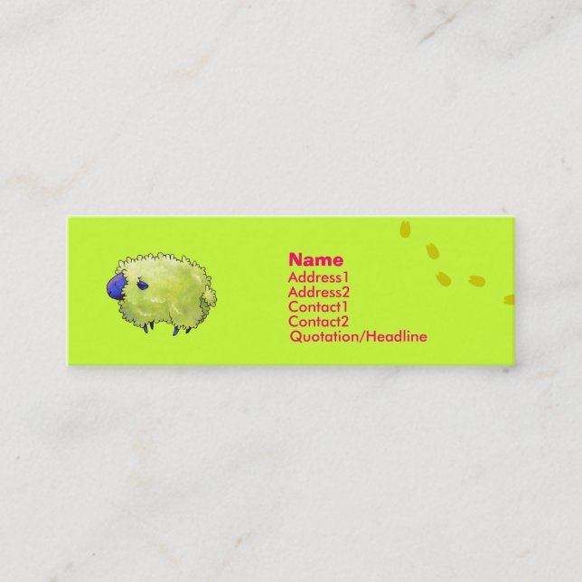 Tarjeta azul del perfil de las ovejas (Anverso)