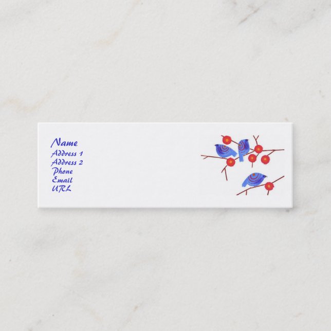 Tarjeta azul del perfil de los pájaros (Anverso)