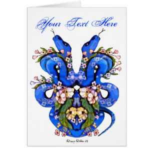Tarjeta azul del tatuaje de la serpiente