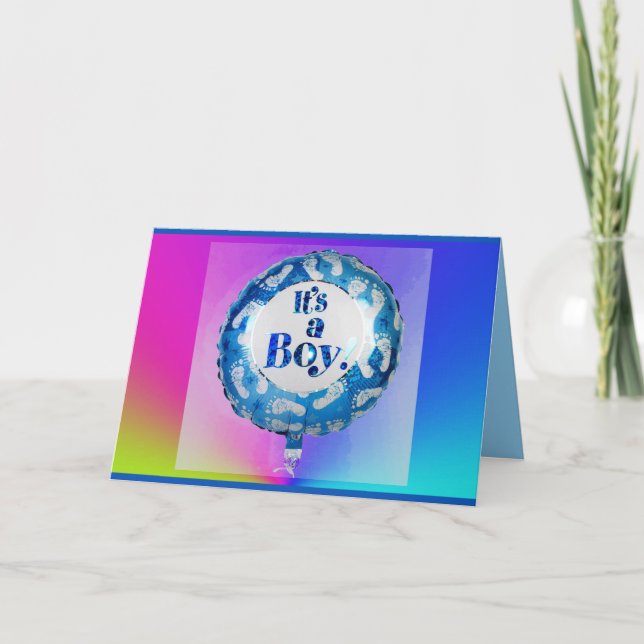 Tarjeta Azul "Es un niño" Felicitación (Anverso)