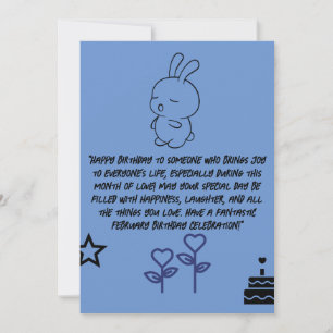 tarjeta azul feliz de cumpleaños en febrero con bu