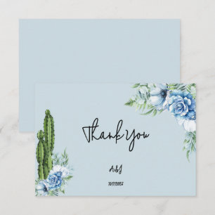 tarjeta azul floral de cowboy de agradecimiento