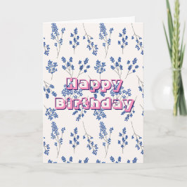 Tarjeta Azul floral, Feliz Cumpleaños