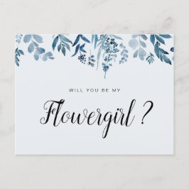 tarjeta azul floral ¿serás mi dama de flores