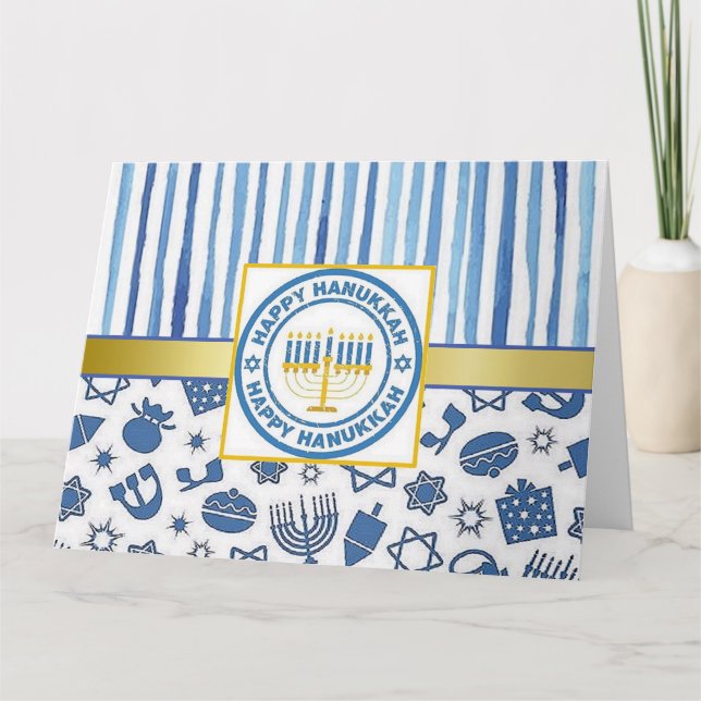 Tarjeta azul Hanakkah (Anverso)