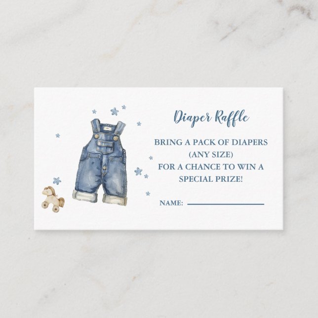 Tarjeta azul Jean Baby Shower Diaper Raffle (Anverso)