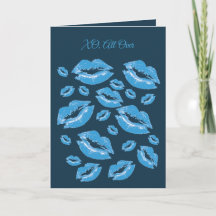 Azul juvenil estampado de labios coqueto divertido