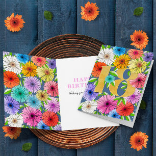 Tarjeta Azul Marino Cumpleaños Personalizado 18 Floral