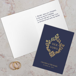Tarjeta Azul Marino Falso Oro Cresta Vintage Bodas de sus 