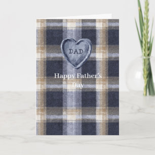 Tarjeta Azul Marino Marrón Crema Cuadros Rayas Día del Pad