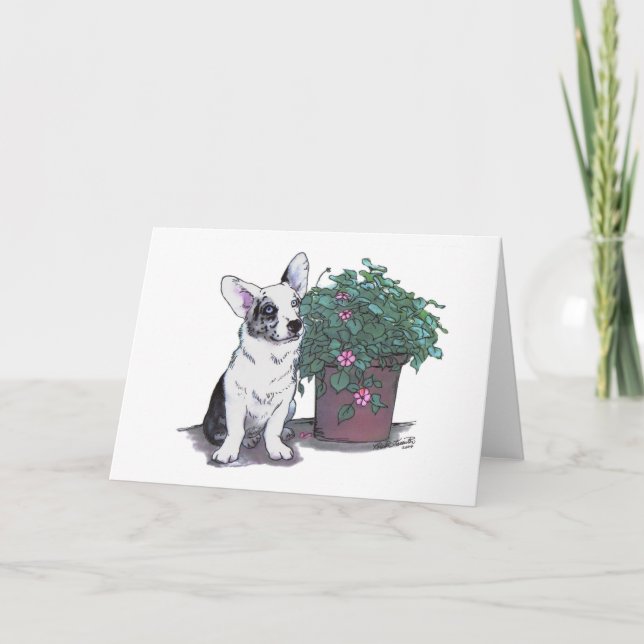 Tarjeta Azul Merle del ~ de Notecard del Corgi Galés de la (Anverso)