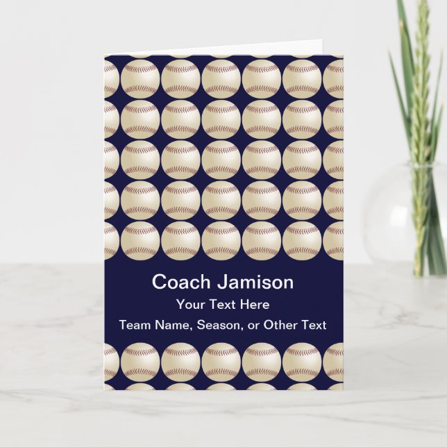 Tarjeta azul oscuro de béisbol para entrenador, en (Anverso)
