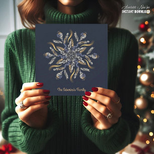 Tarjeta Azul Oscuro y Dorado Chispa de Medianoche Estrella