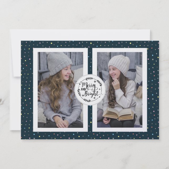 Tarjeta azul para dos Navidades de fotografía mode (Anverso)