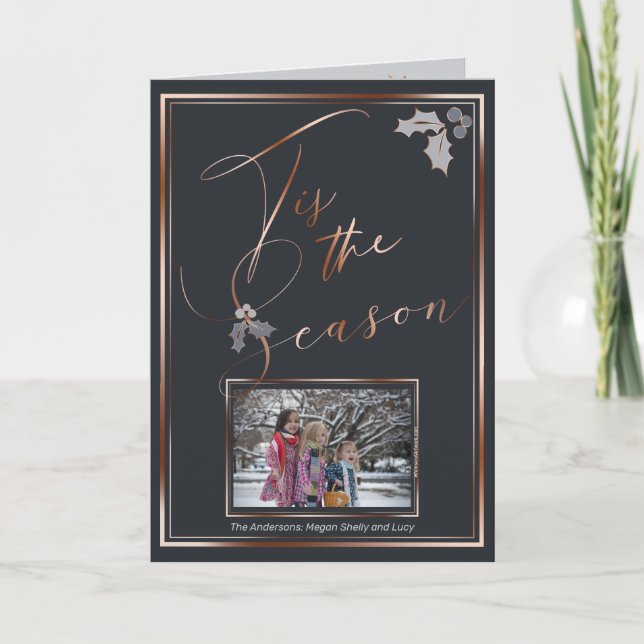 Tarjeta Azul polvoriento de cobre 'Esta es la temporada de (Anverso)