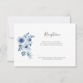 tarjeta azul polvoriento de recepción de boda flor