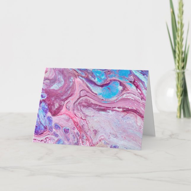 Tarjeta Azul Púrpura Abstracto Arte De Fluido Acrílico (Anverso)