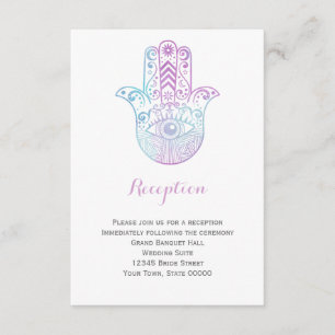 Tarjeta azul púrpura de la recepción nupcial Info