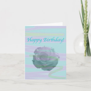 Tarjeta Azul rosa con flor de rosa grande