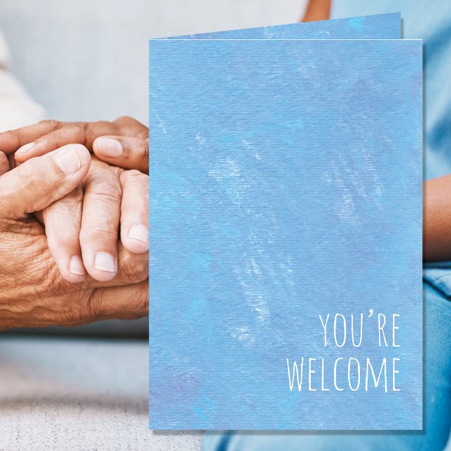 Tarjeta Azul sencillo, te dan la bienvenida en blanco (Subido por el creador)